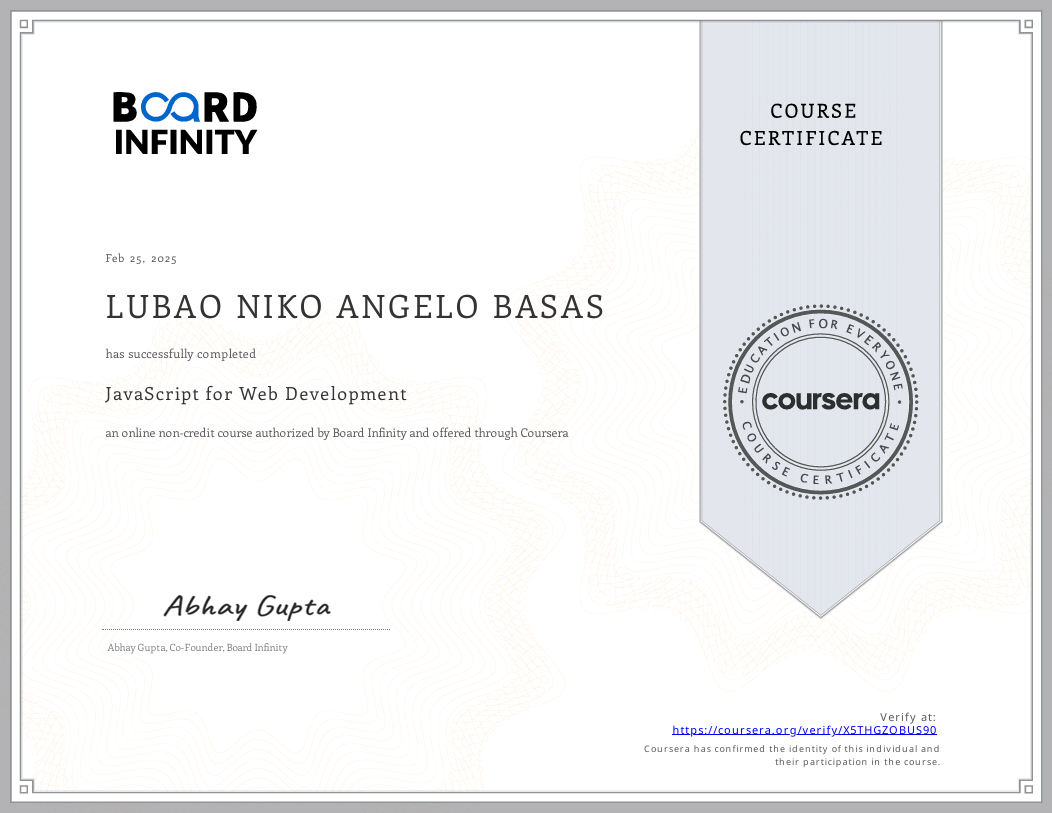JavaScript Certificate