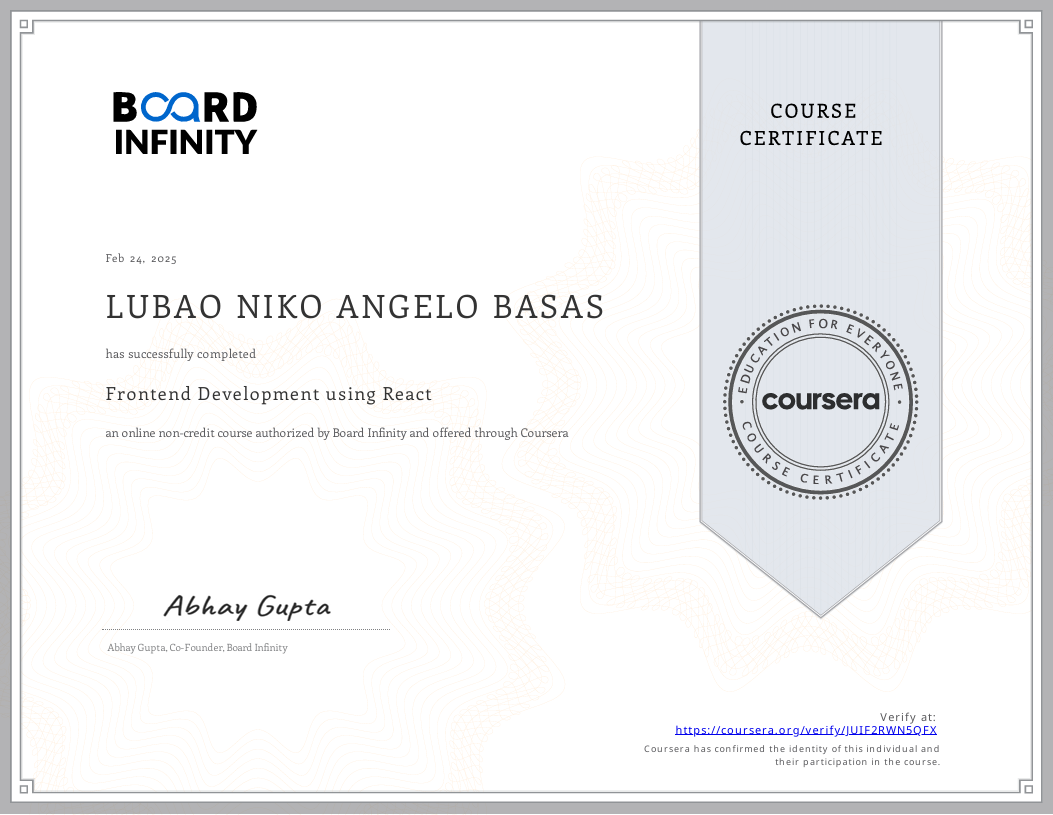 React Certificate